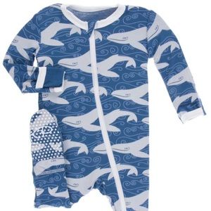 Kickee Pants Zip Footie Twilight Whale 0-3 mo